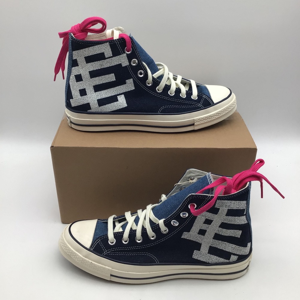 Converse x Eric Emanuel Chuck‎ 70 High Top Navy Blue Silver A19037C Mens 9.5 NEW